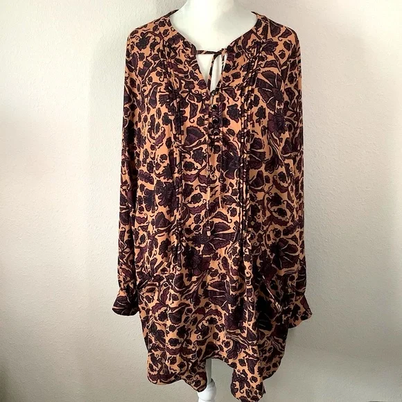 MELISSA MCCARTHY Floral Tunic Blouse 2X Asymmetric Hem Work Office Spring Boho - Picture 2 of 15